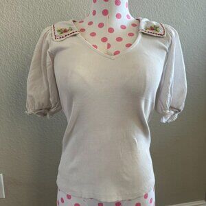 Anthropologie Unique Blouse with Fine Detail size XS, Cream Color